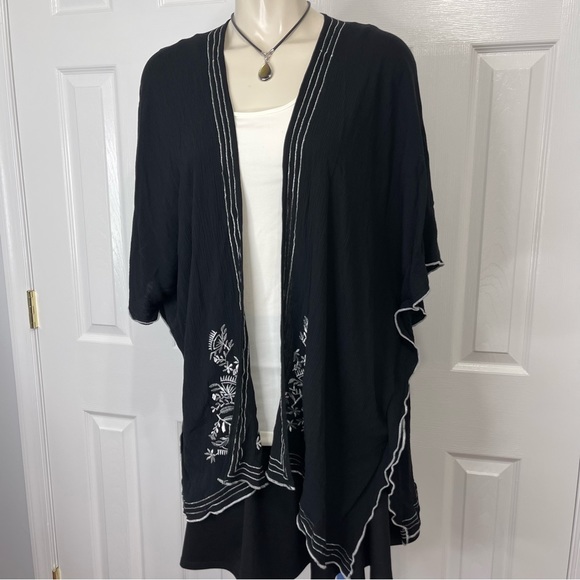 JACKET black LAYERING PIECE floral DRESSY embellished stitching BLACK one size - Picture 6 of 7